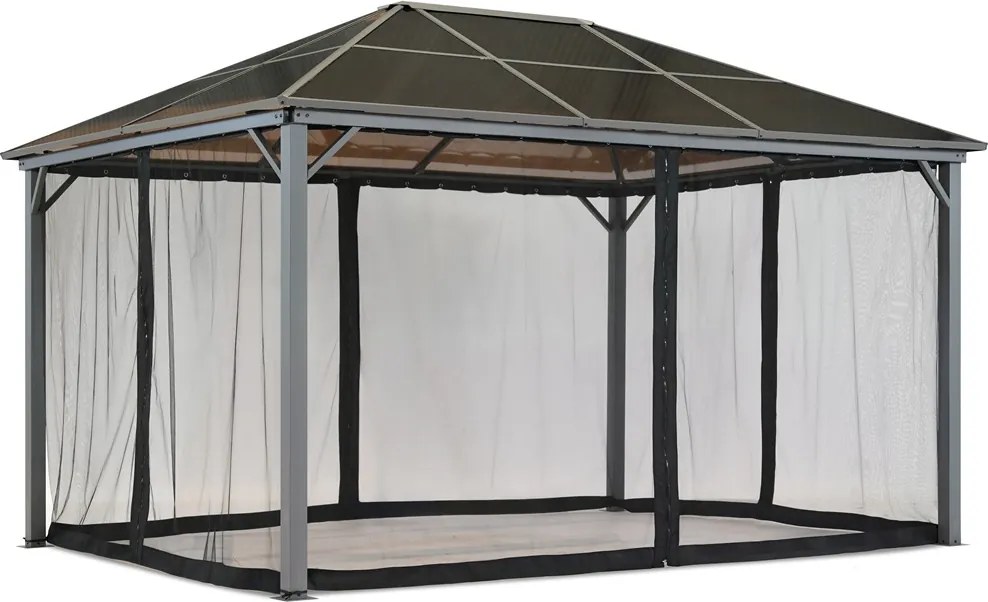 Tuinhuisje Milos 3x4m met klamboe Tuinpunt grijs