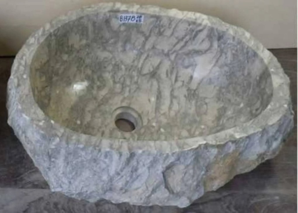 Teak & Living Waskom Stone 40-50 cm Grijs Geaderd