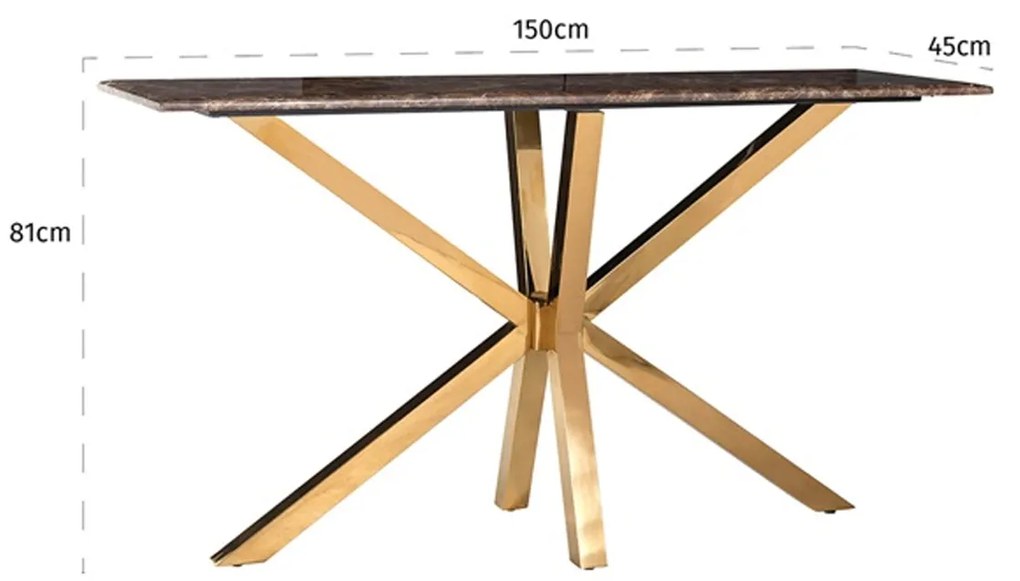 Richmond Interiors Conrad Sidetable Goud Met Emperador Marmer - 150 X 45cm.