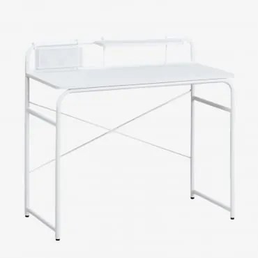 Sibila Bureau 100x45 Cm In Staal En Hout Wit - Sklum