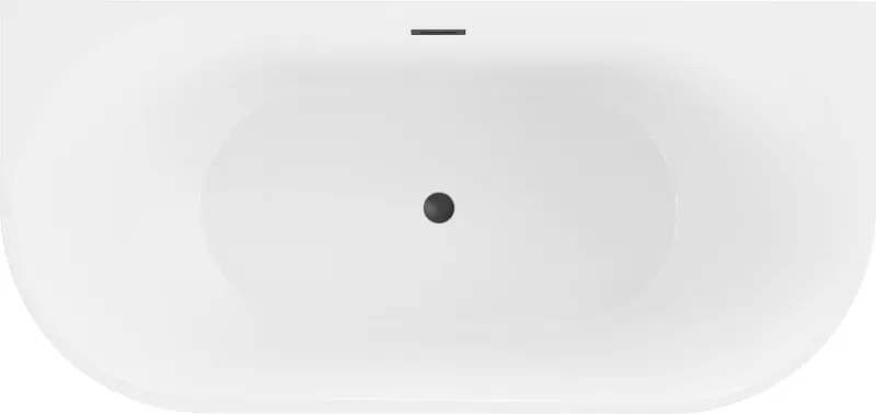 Mexen Oval vrijstaande tegen de muur geplaatste ligbad 180 x 80 cm, wit, zwarte overloop - 52671808000-70
