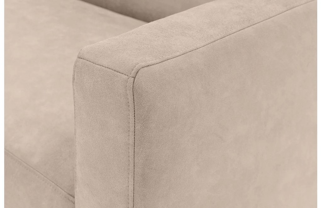 Goossens Bank Key West beige, micro leer, 3-zits, modern design met ligelement links
