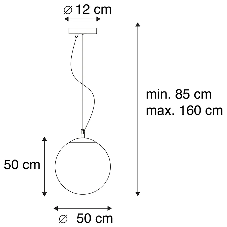 Eettafel / Eetkamer Smart Scandinavische hanglamp opaal glas 50 cm incl. Wifi A60- Ball 50 E27 Scandinavisch bol / globe / rond Binnenverlichting Lamp