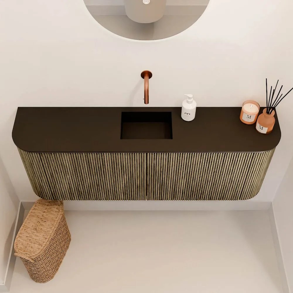 Mondiaz Joya 115cm toiletmeubel ronding links/rechts dusk met wastafel faye midden zonder kraangat urban