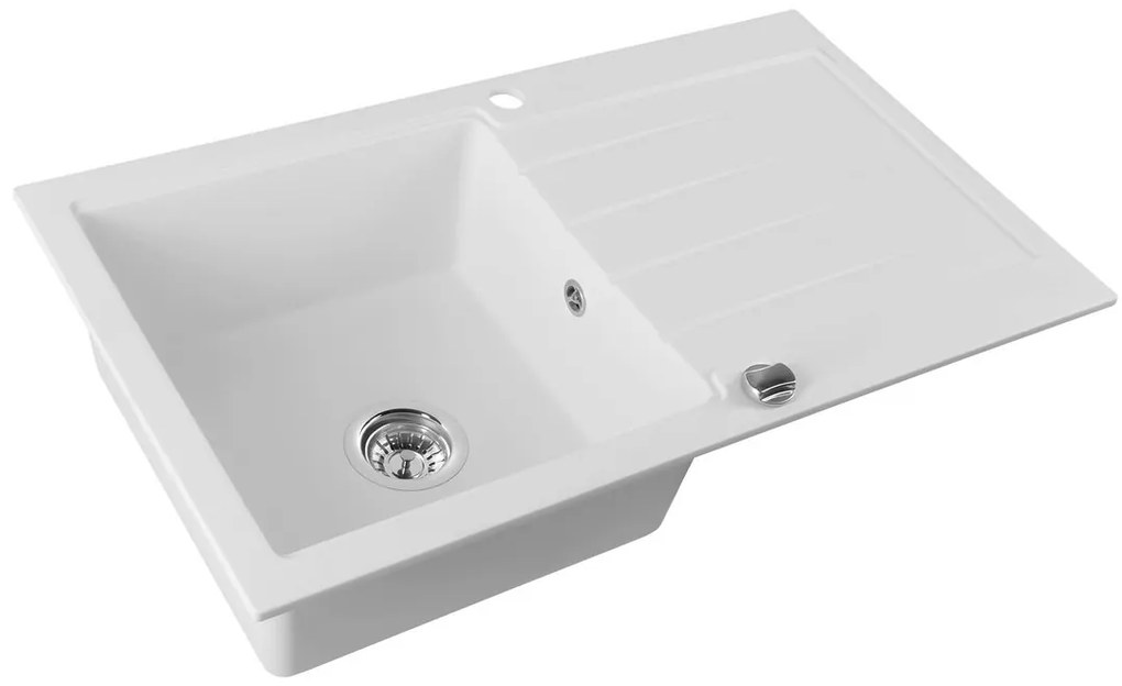 Sapho spoelbak 86x50cm met kraangat wit graniet