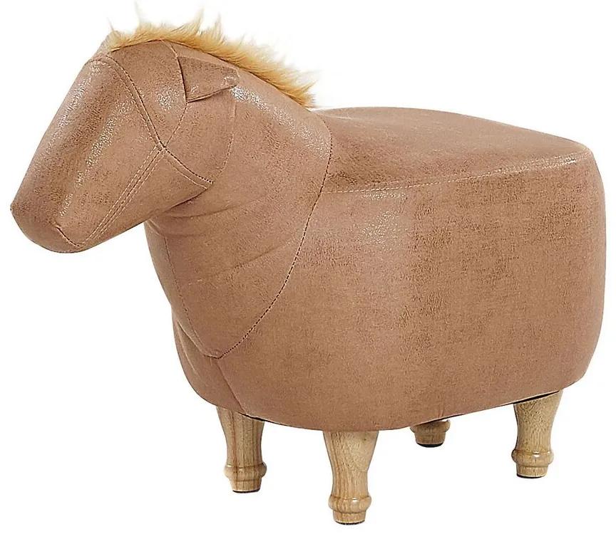 Hocker leather-look zandbeige HORSE Beliani