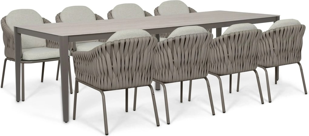 Tuinset 8 personen 280 cm Rope Taupe Santika Furniture Santika