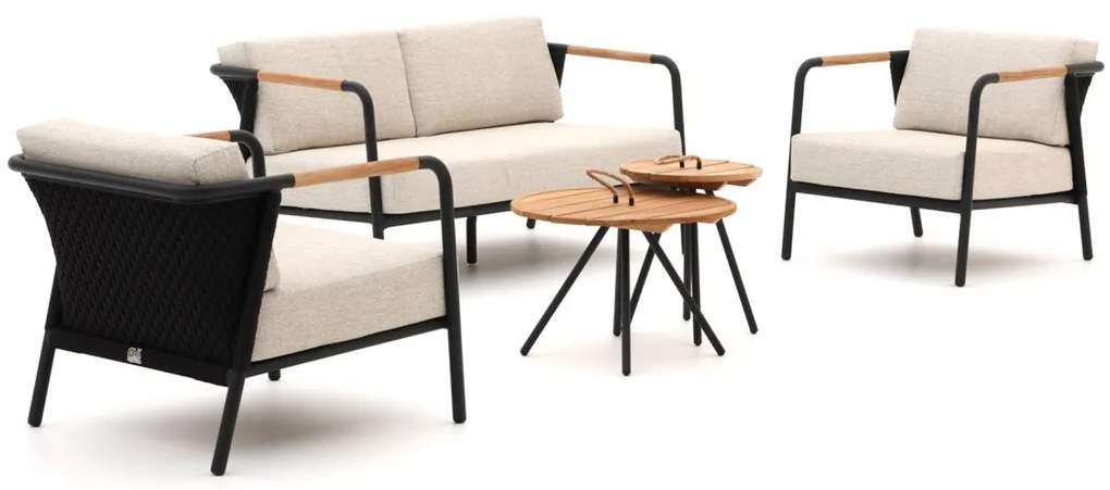 + 15% kassakorting | Stoel-bank loungeset Apple Bee | 4 personen | Loungeset Zwart | Aluminium | Kees Smit Tuinmeubelen