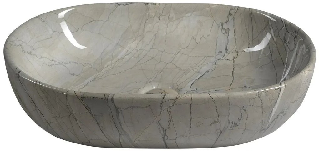 Sapho Dalma keramische waskom grijs marmer structuur 59x42x14cm