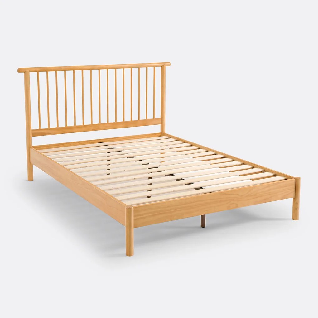 Bed in massief dennenhout met lattenbodem, Mora