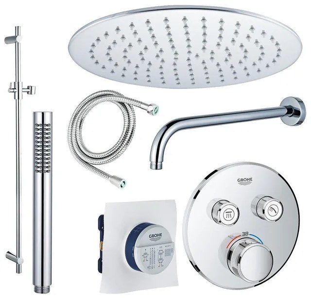 GROHE Grohtherm Regendoucheset inbouw - hoofddouche 30 cm - 2 functies - handdouche staaf 1 - wandarm - glijstang 90 cm - chroom sw105953 SW104917  SW696252 SW496810 SW767373 SW76