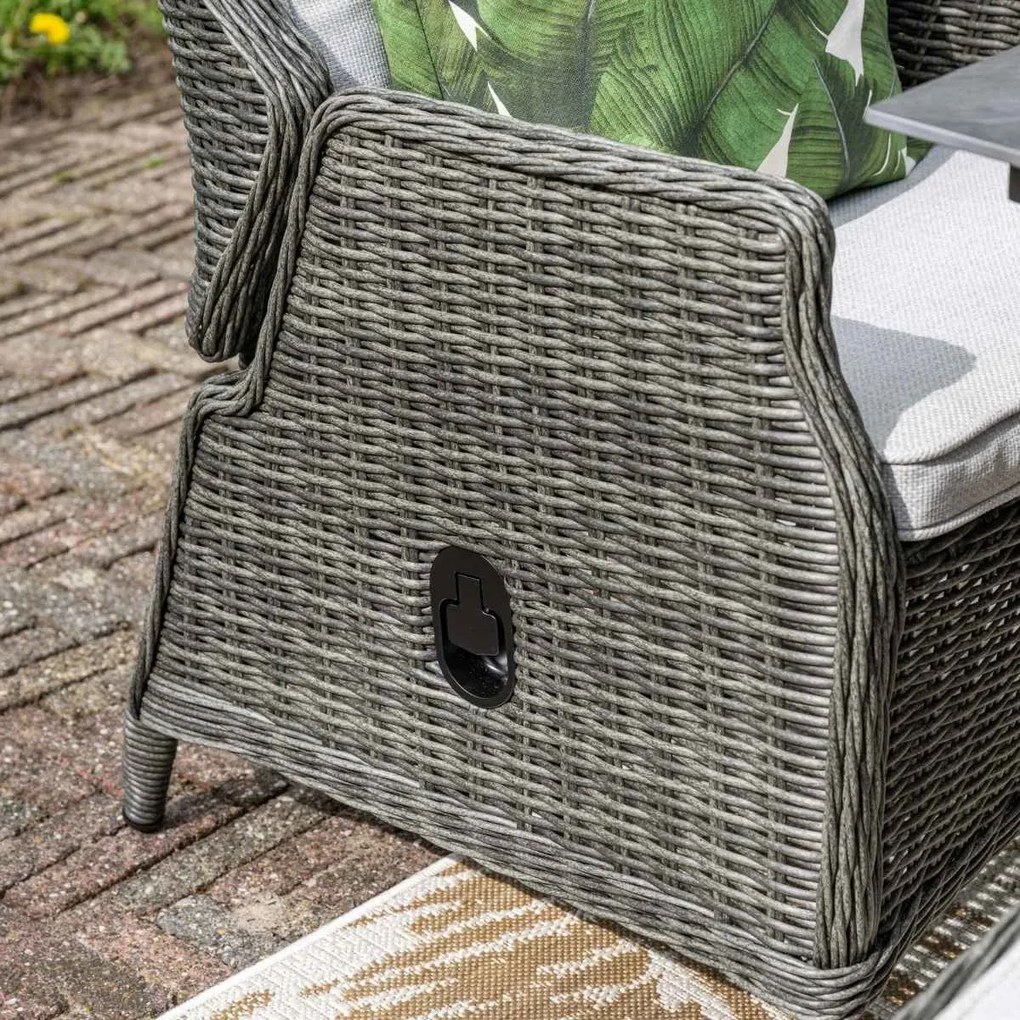 Garden Impressions Marbella verstelbare tuinset 7-delig donker grijs - Scot tuintafel 230x115 cm