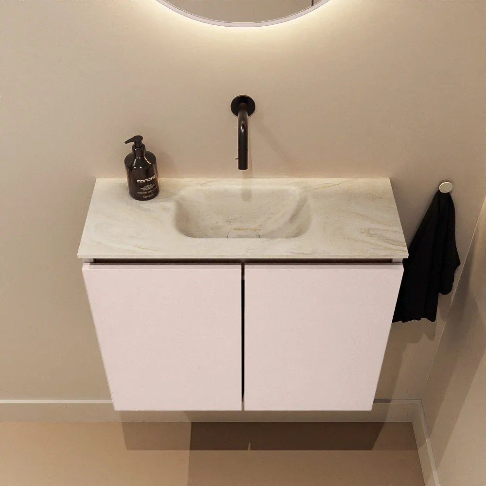 Mondiaz Ture DLux toiletmeubel 60cm rosee met wastafel ostra midden zonder kraangat