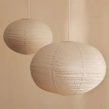 Set Van 2 Hanglampen Van Linnen Elijah Beige – Linnen & Ø50 Cm - Ø65 Cm - Sklum