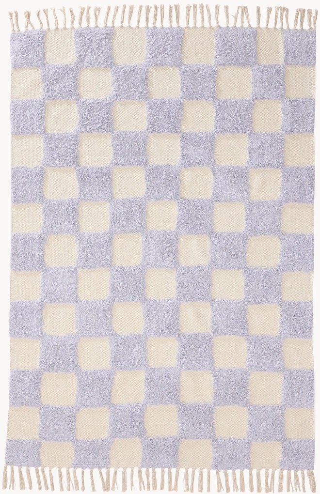 Handgeweven hoog-laag katoenen vloerkleed Caro