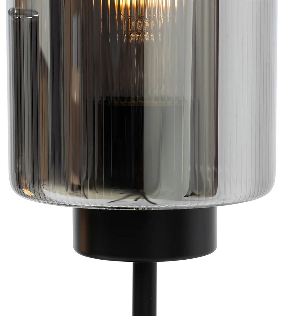 Smart tafellamp zwart met smoke glas 2-lichts incl. 2 Wifi ST64 - Laura Modern E27 rond Binnenverlichting Lamp