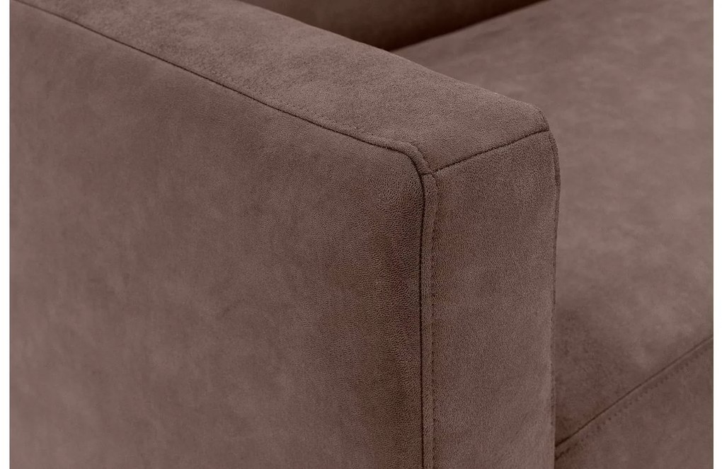 Goossens  Key West bruin, micro leer, 3-zits, modern design met ligelement rechts