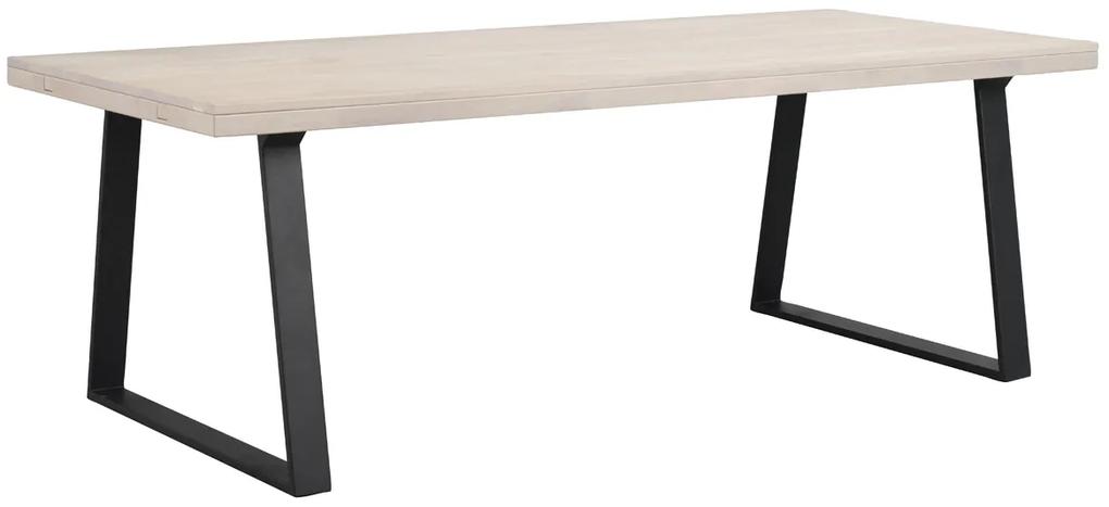 Rowico Brooklyn Verlengbare Eettafel - Whitewash Tafelblad - Metalen U-frame - L220 X B95 X H75 Cm