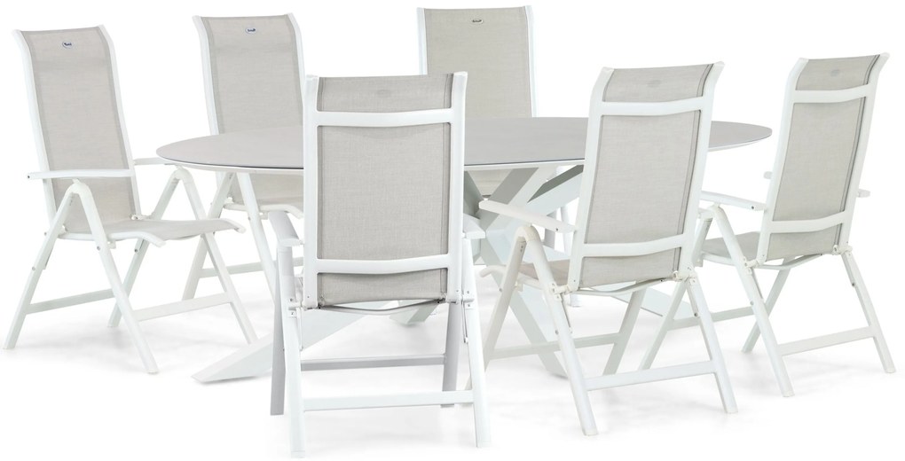 Tuinset 6 personen 240 cm Aluminium/Textileen Wit Hartman Alice/Cervola