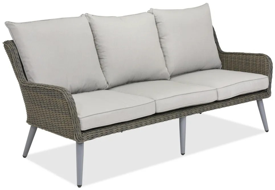 Driezitsbank technorattan voor op het terras Bilbao Garden Point grijs