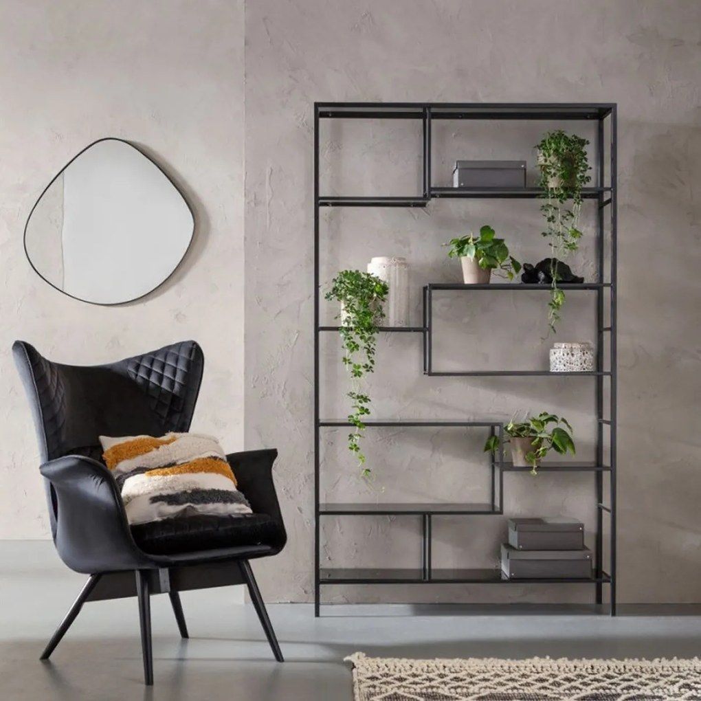 Hoog Wandrek Staal Met Glas - 115x30x195cm.