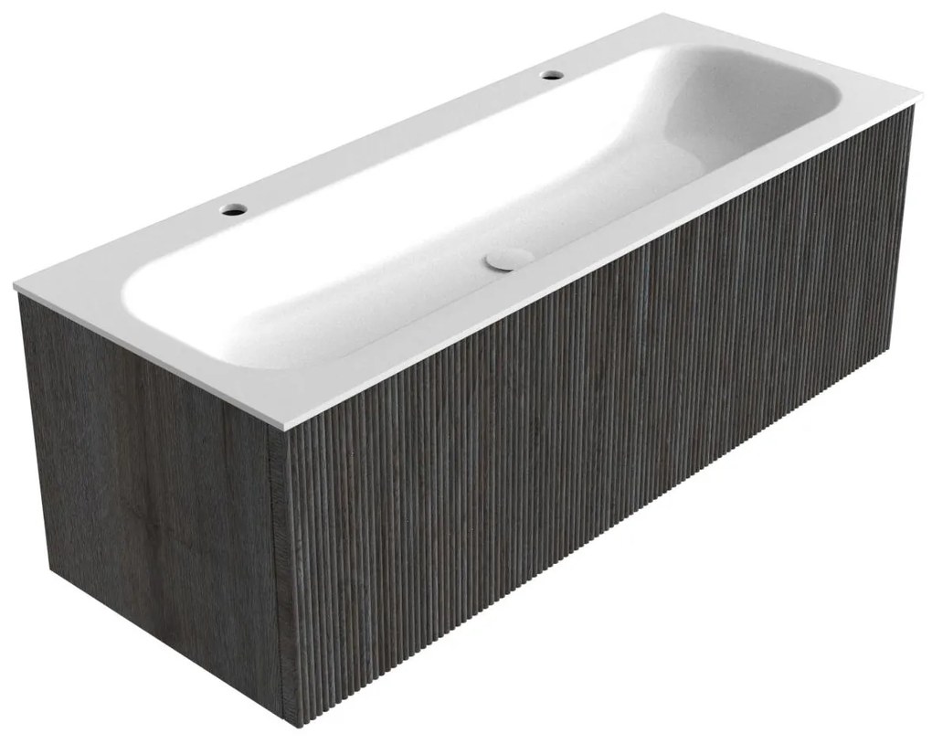 Mondiaz Kurve 120cm badmeubel shadow met 1 lade en wastafel big large midden 2 kraangaten