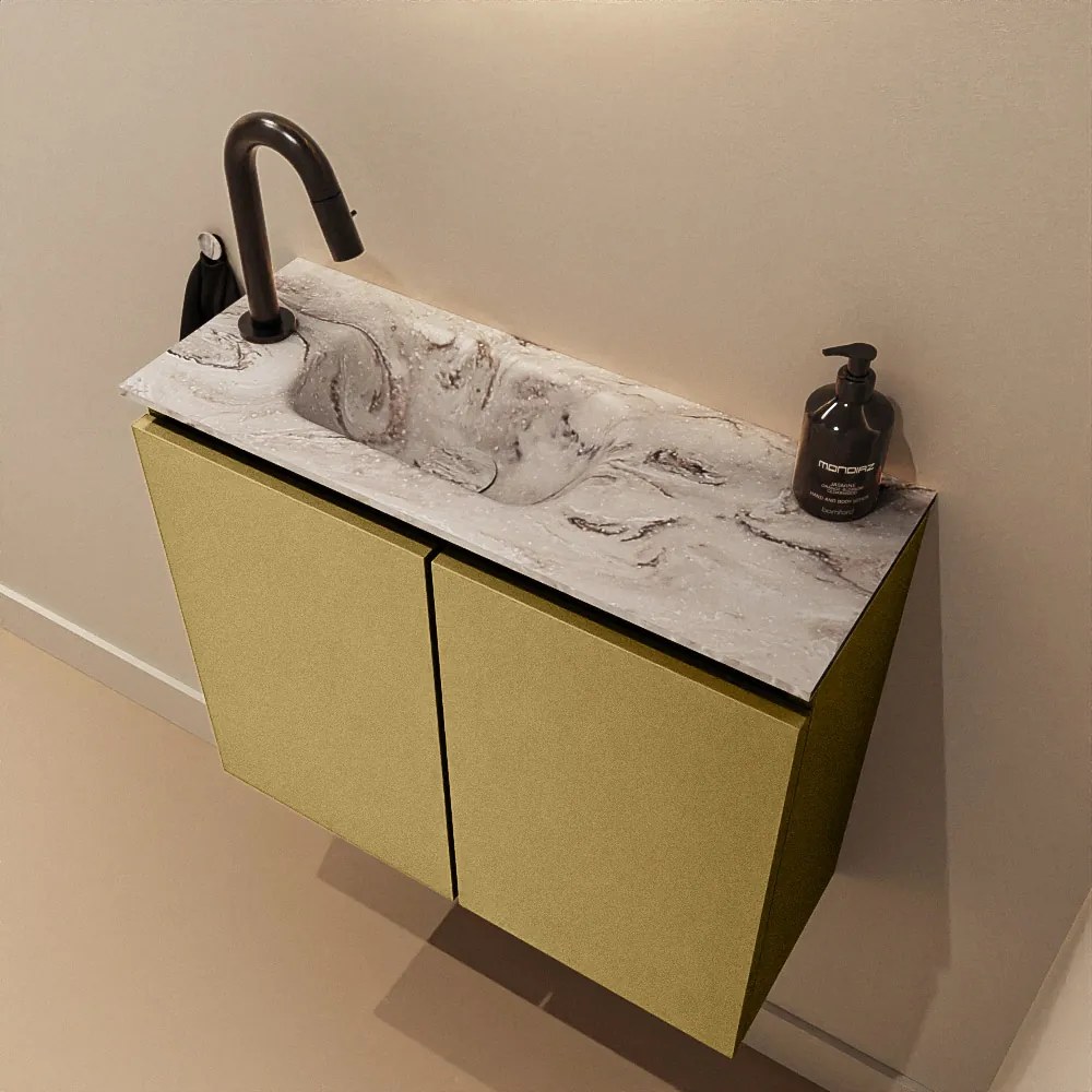 Mondiaz Ture DLux toiletmeubel 60cm oro met wastafel glace links met kraangat