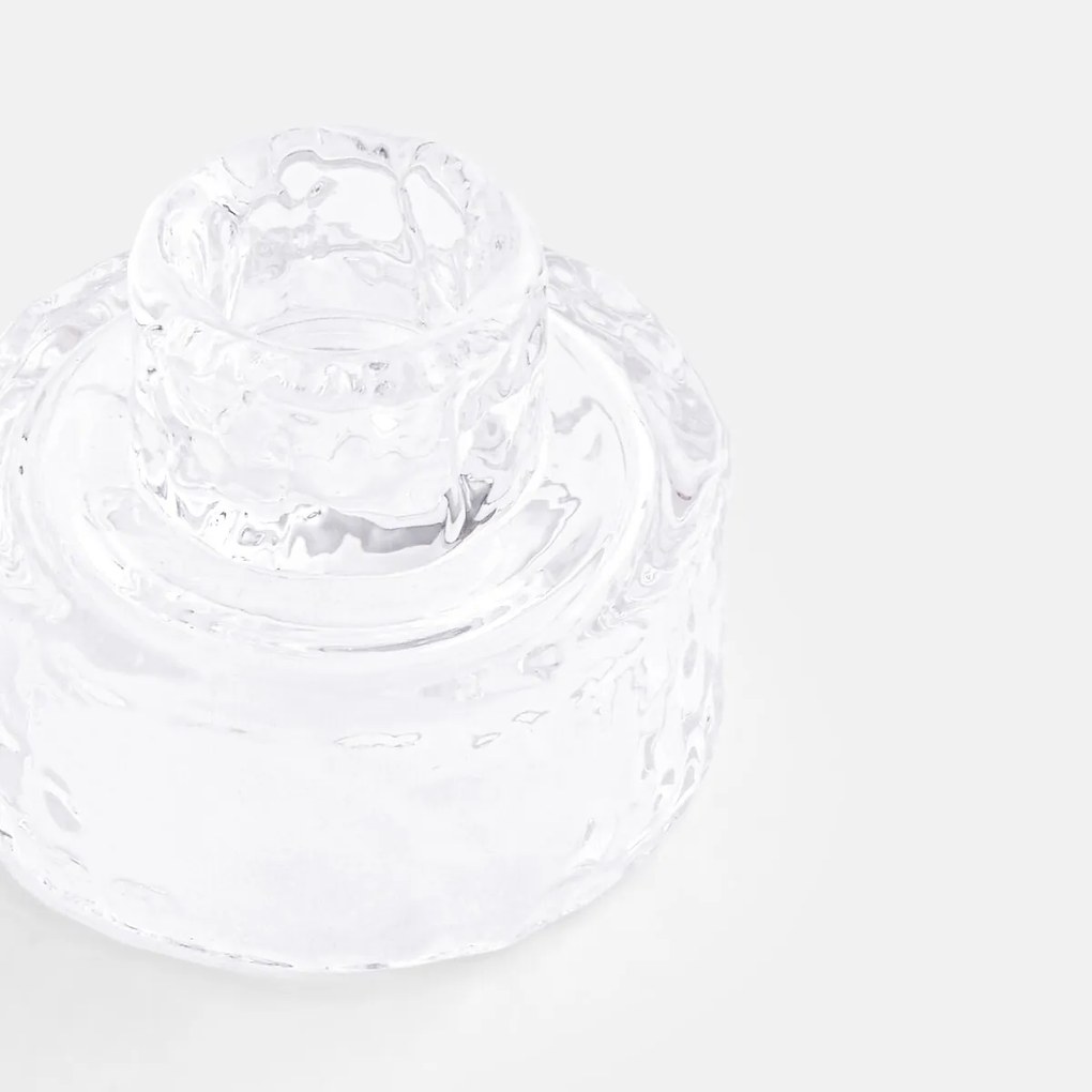 Set van 3 kandelaars van transparant glas met structuur, NEO