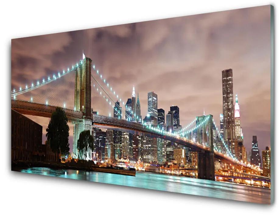 Glas schilderij Bridge city architectuur 100x50 cm