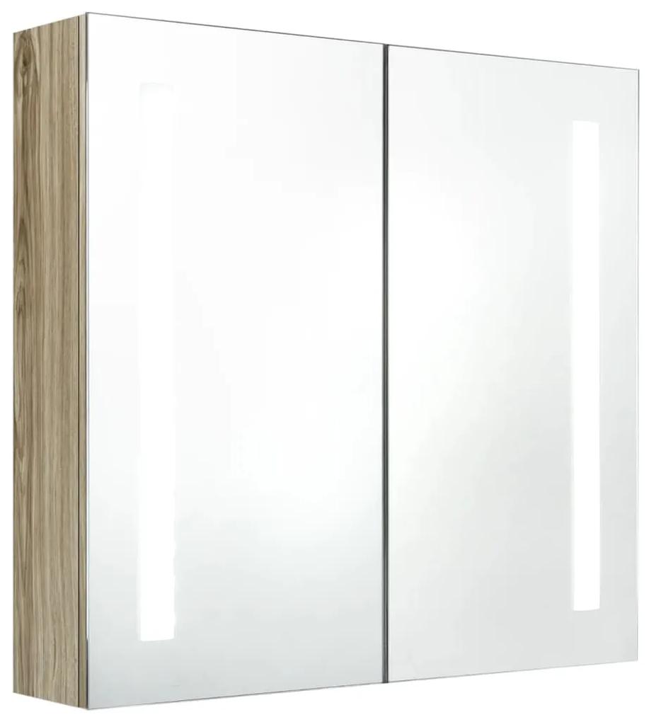 vidaXL Badkamerkast met spiegel en LED 62x14x60 cm eikenkleurig