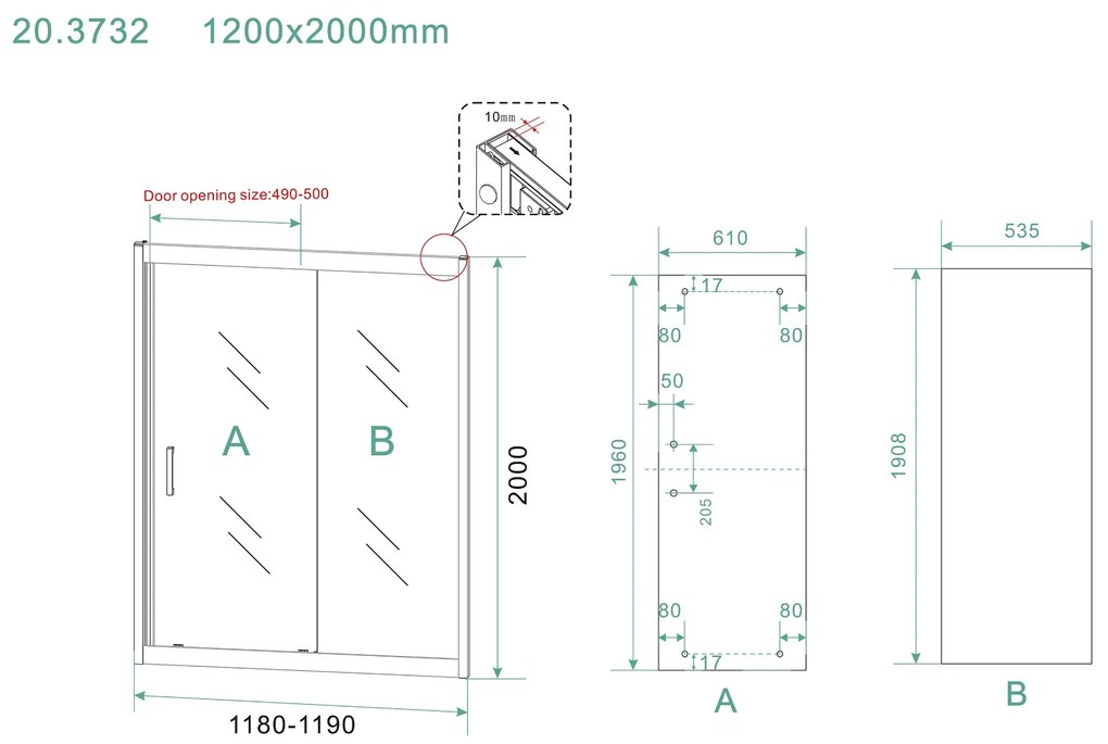 Mueller Manhattan schuifbare nisdeur 120x200cm mat zwart anti-kalk