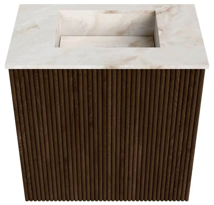 Mondiaz Joya DLux 40cm toiletmeubel walnut met wastafel faye midden zonder kraangat frappe