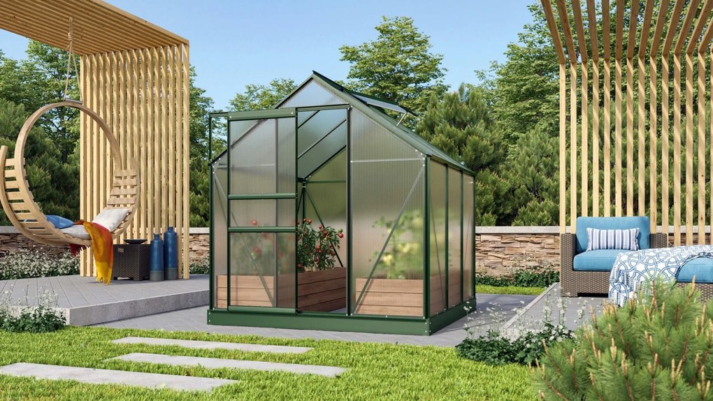 Vitavia Venus serre - 3,8m² - met 4 mm polycarbonaat - Donkergroen