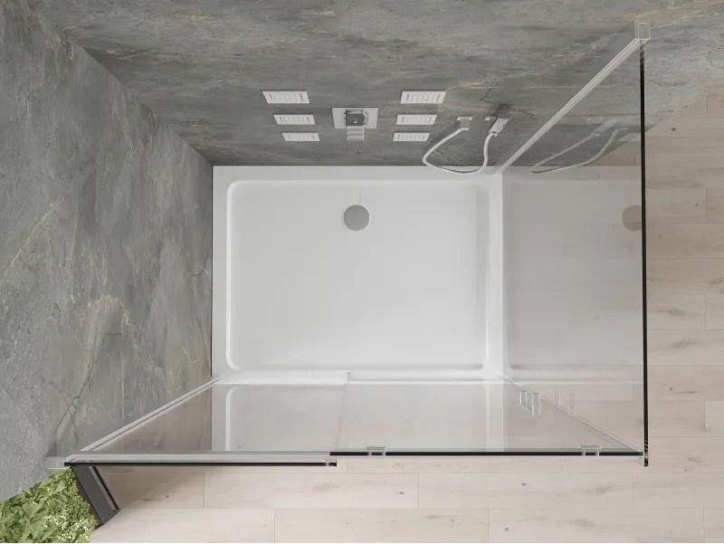 Mexen Omega schuifbare douchecabine 120 x 70 cm, transparant, chroom + Flat douchebak - 825-120-070-01-00-4010