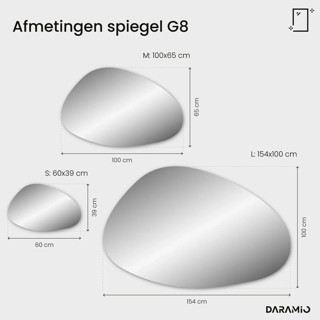 Kiezelvormige spiegel met LED-verlichting G8