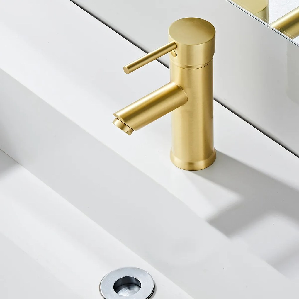 Saniclear Brass wastafelkraan geborsteld messing mat goud
