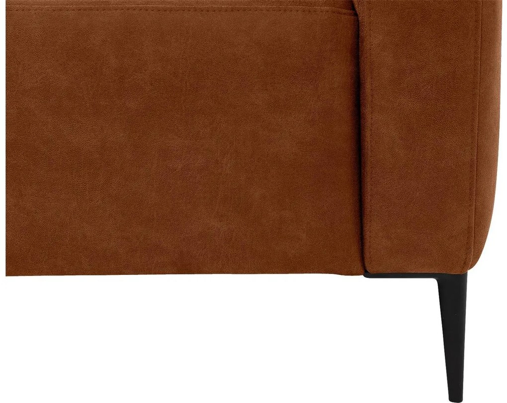 Goossens Key West cognac, micro leer, 3-zits, modern design met ligelement links