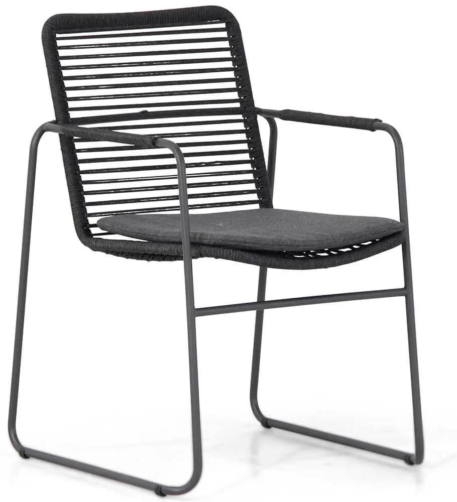 Tuinstoel stapelbaar Rope Grijs-antraciet Taste Elba   incl. Lifestyle Garden Furniture cushion (1 stuk)