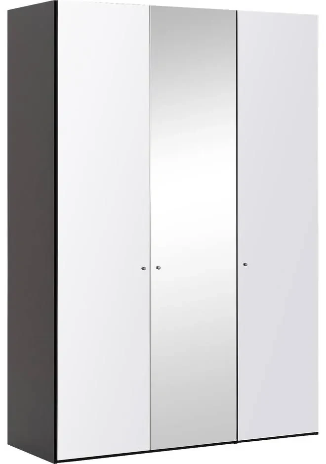 Goossens Kledingkast Easy Storage Ddk, Kledingkast 153 cm breed, 220 cm hoog, 2x glas draaideur en 1x spiegel draaideur midden