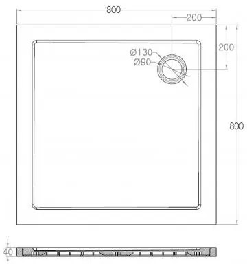 Mueller Splash luxe douchebak 80x80x4cm wit