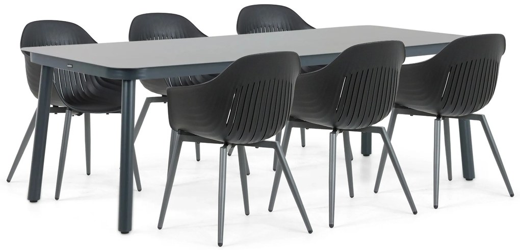 Tuinset 6 personen 220 cm Aluminium Zwart Lifestyle Garden Furniture Lissabon/Tavano