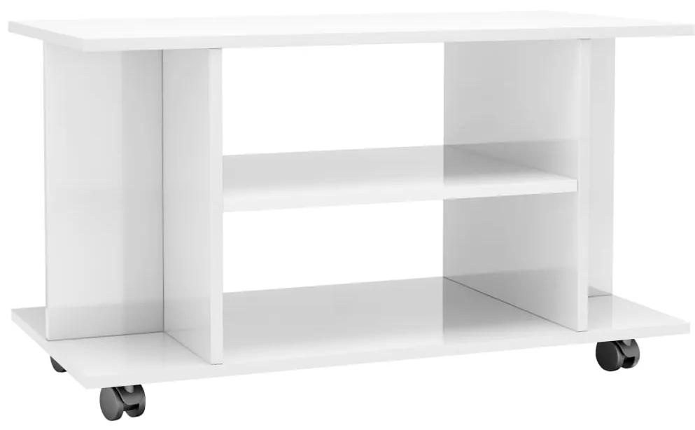 vidaXL Tv-meubel met wieltjes 80x40x40 cm spaanplaat hoogglans wit