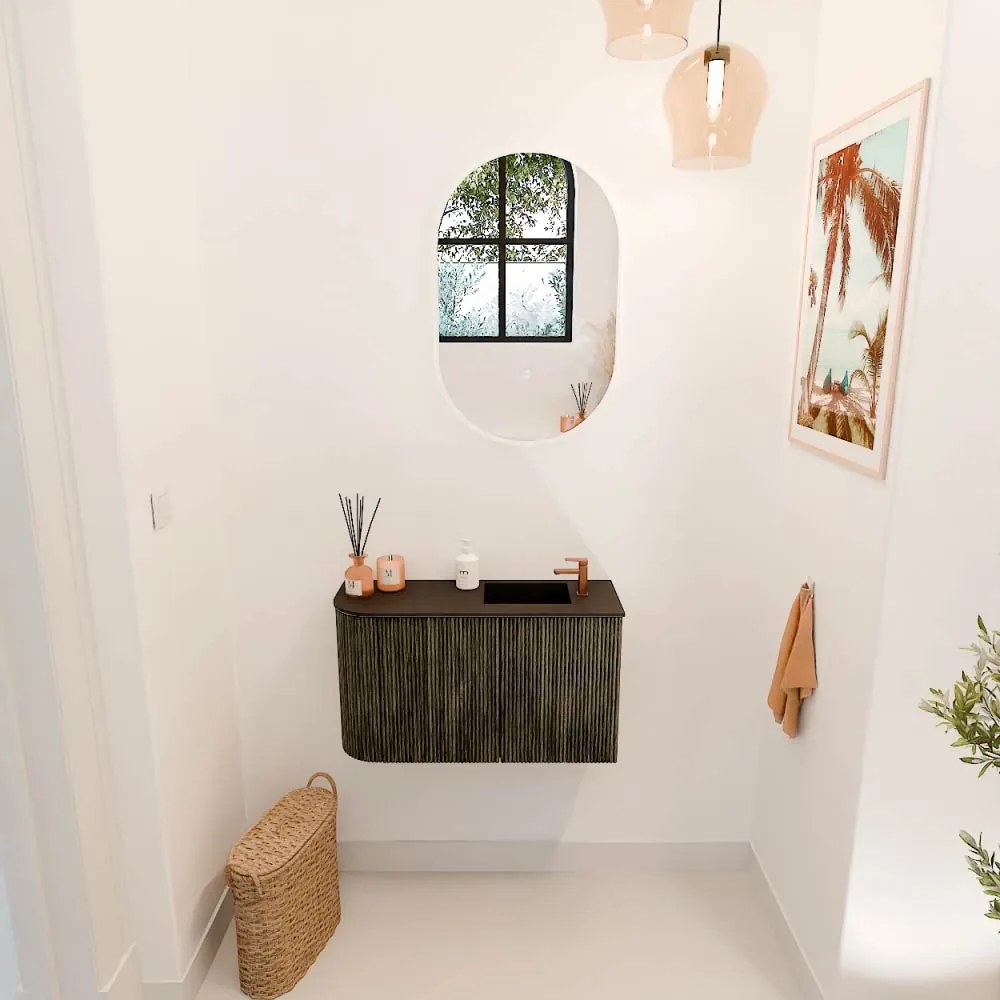 Mondiaz Joya 70cm toiletmeubel ronding links shadow met wastafel faye rechts 1 kraangat urban