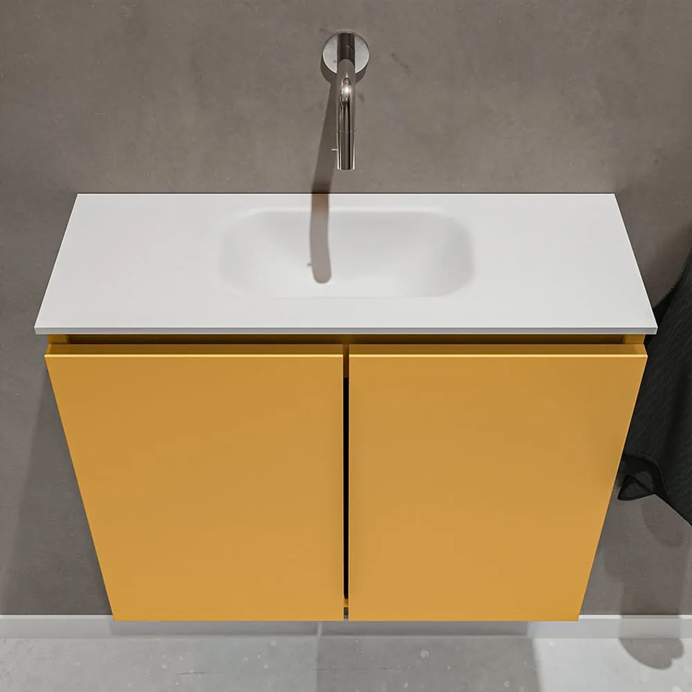 Mondiaz Ture 60cm toiletmeubel ocher met wastafel talc midden geen kraangat