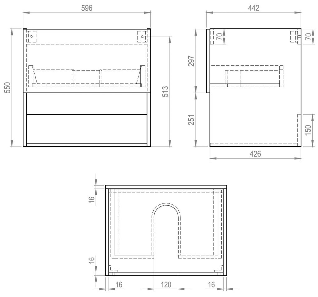 Best Design Rigatti badmeubel 60cm eiken met ribbelfront en zwart mat topblad
