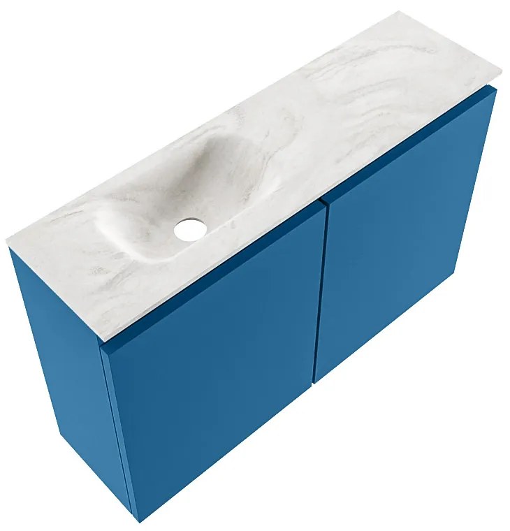 Mondiaz Ture DLux toiletmeubel 80cm jeans met wastafel ostra links zonder kraangat