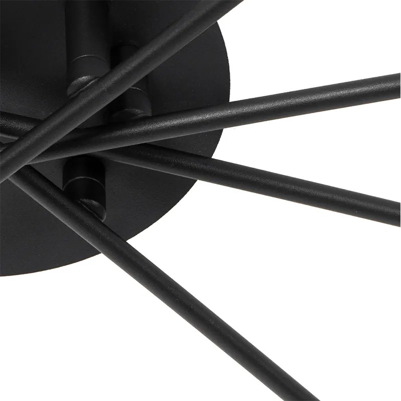 Moderne plafondlamp zwart 8-lichts met smoke glas - Athens