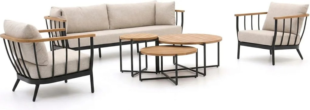 Stoel-bank loungeset Apple Bee | 4 personen | Loungeset Zwart | Aluminium | Kees Smit Tuinmeubelen