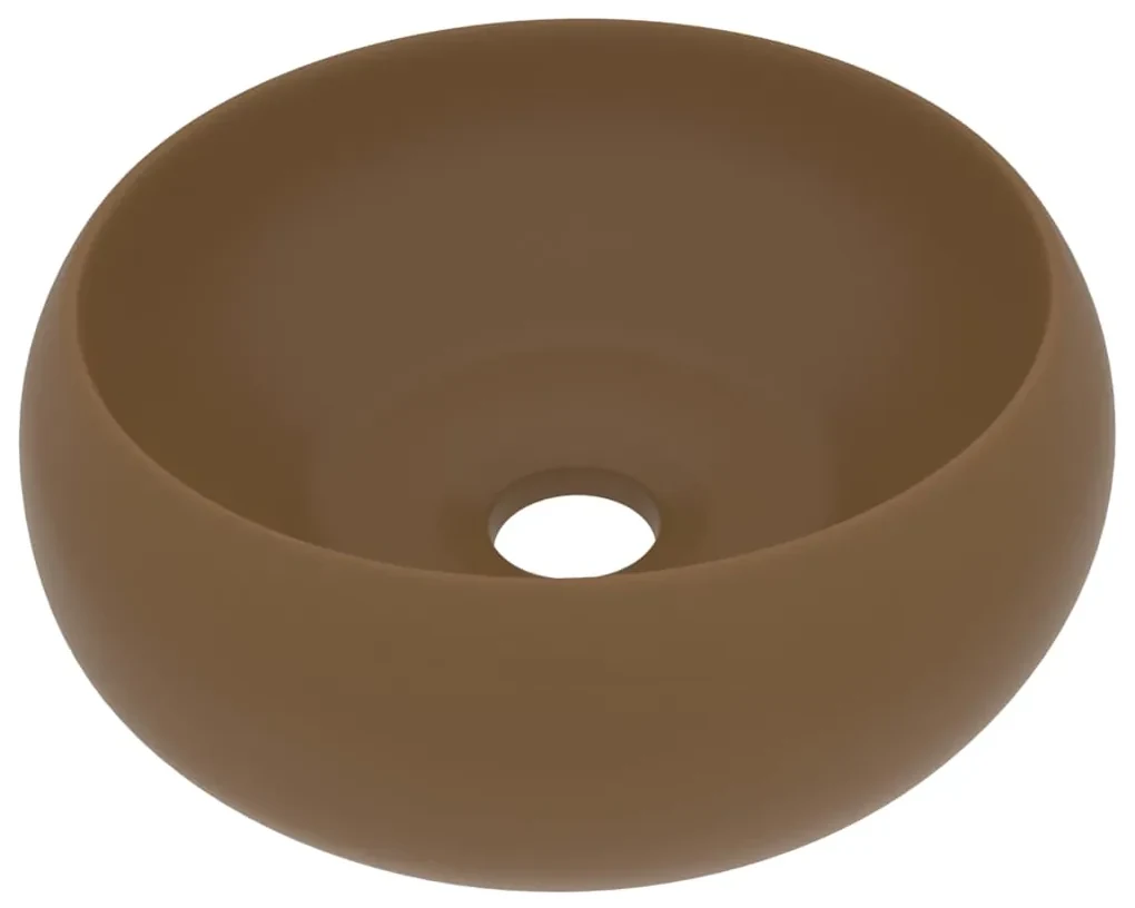 vidaXL Wastafel rond 40x15 cm keramiek matcrème