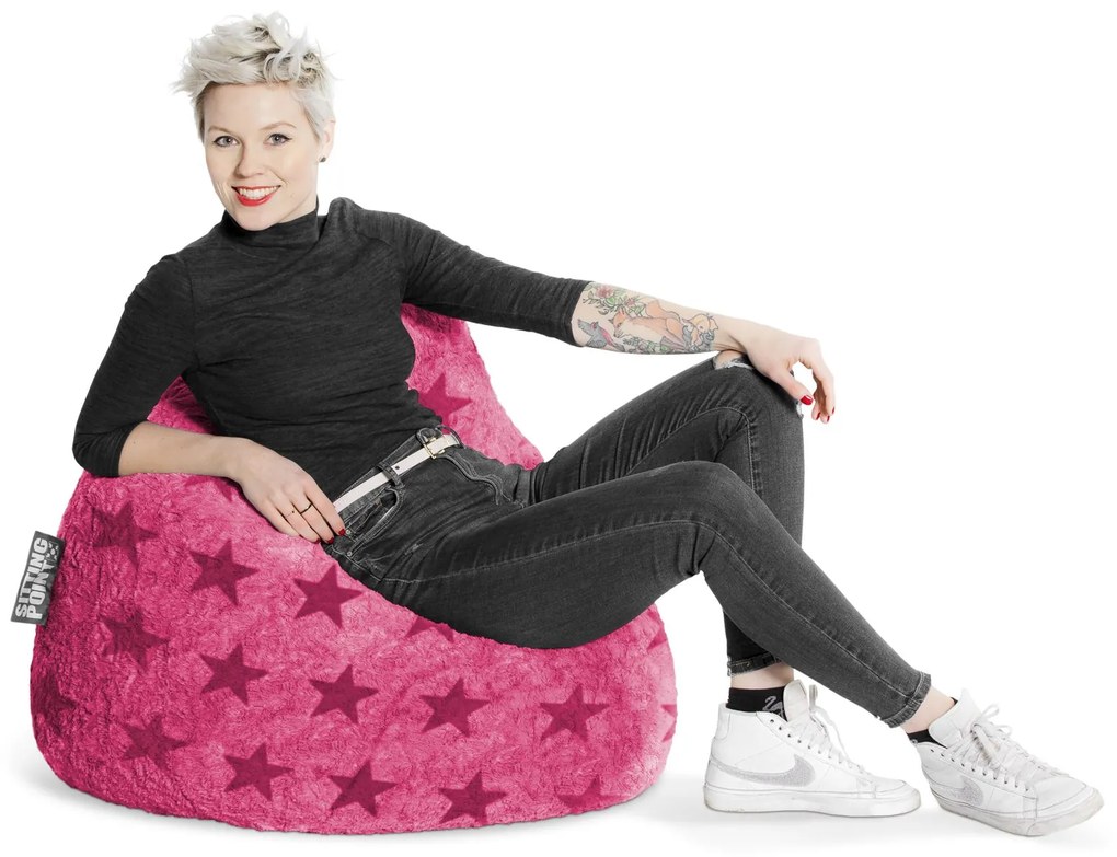 Kinder Zitzak BeanBag Fluffy Stars XL - Roze